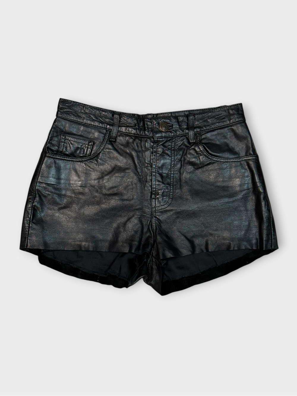 90s Vintage Gap Black Genuine Leather High-Waisted Shorts